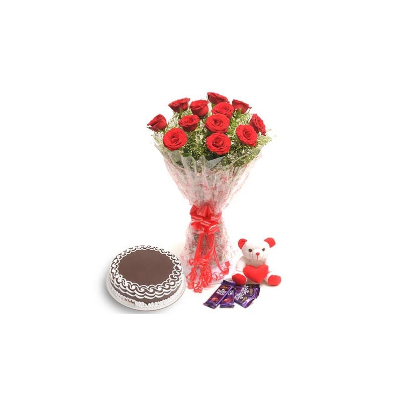 Flower Cake Teddy and Chocolate Flower Cake Teddy and Chocolate